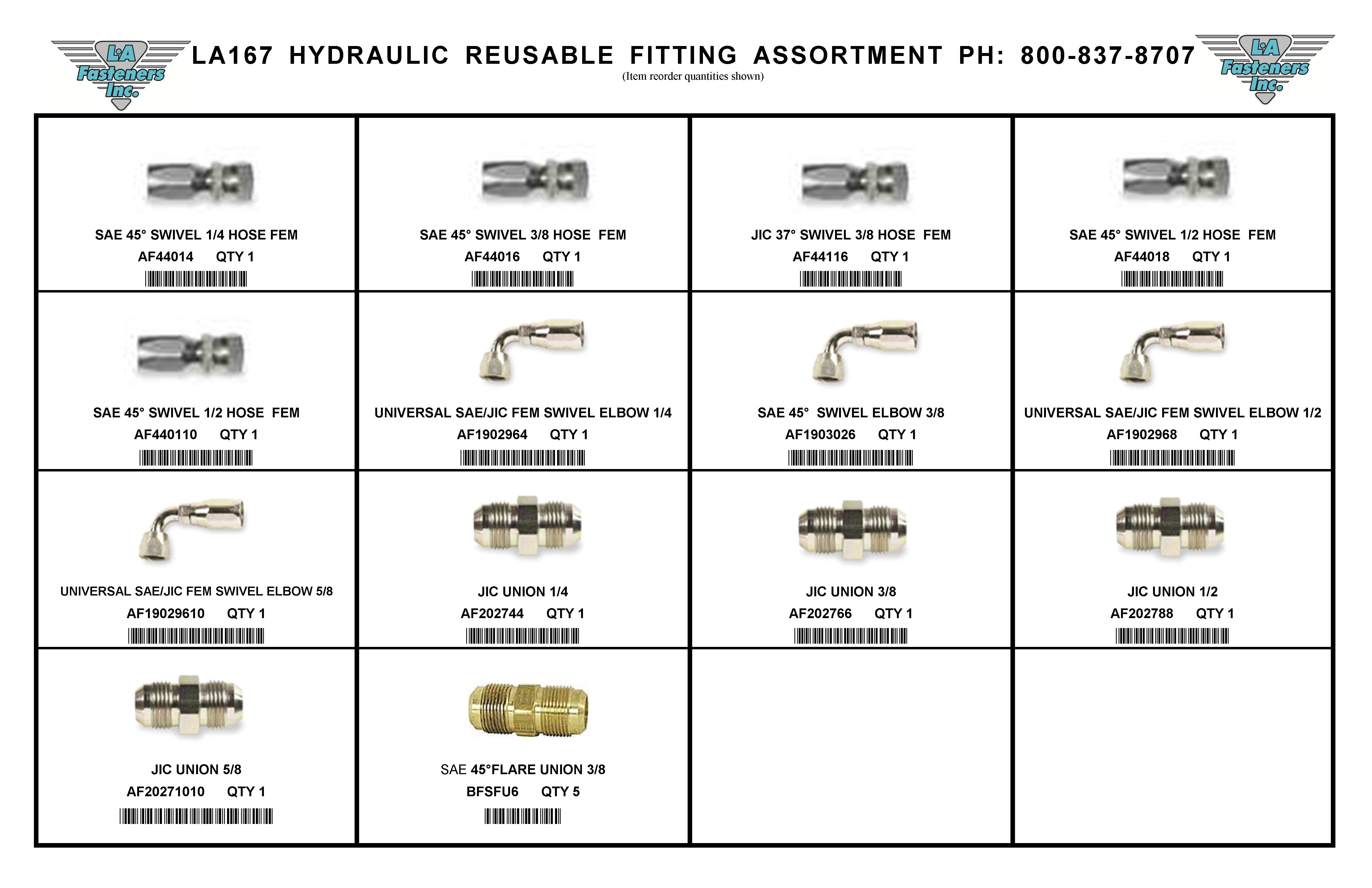ASSORTMENT HYDRAULIC  REUSABLE FITTINGS